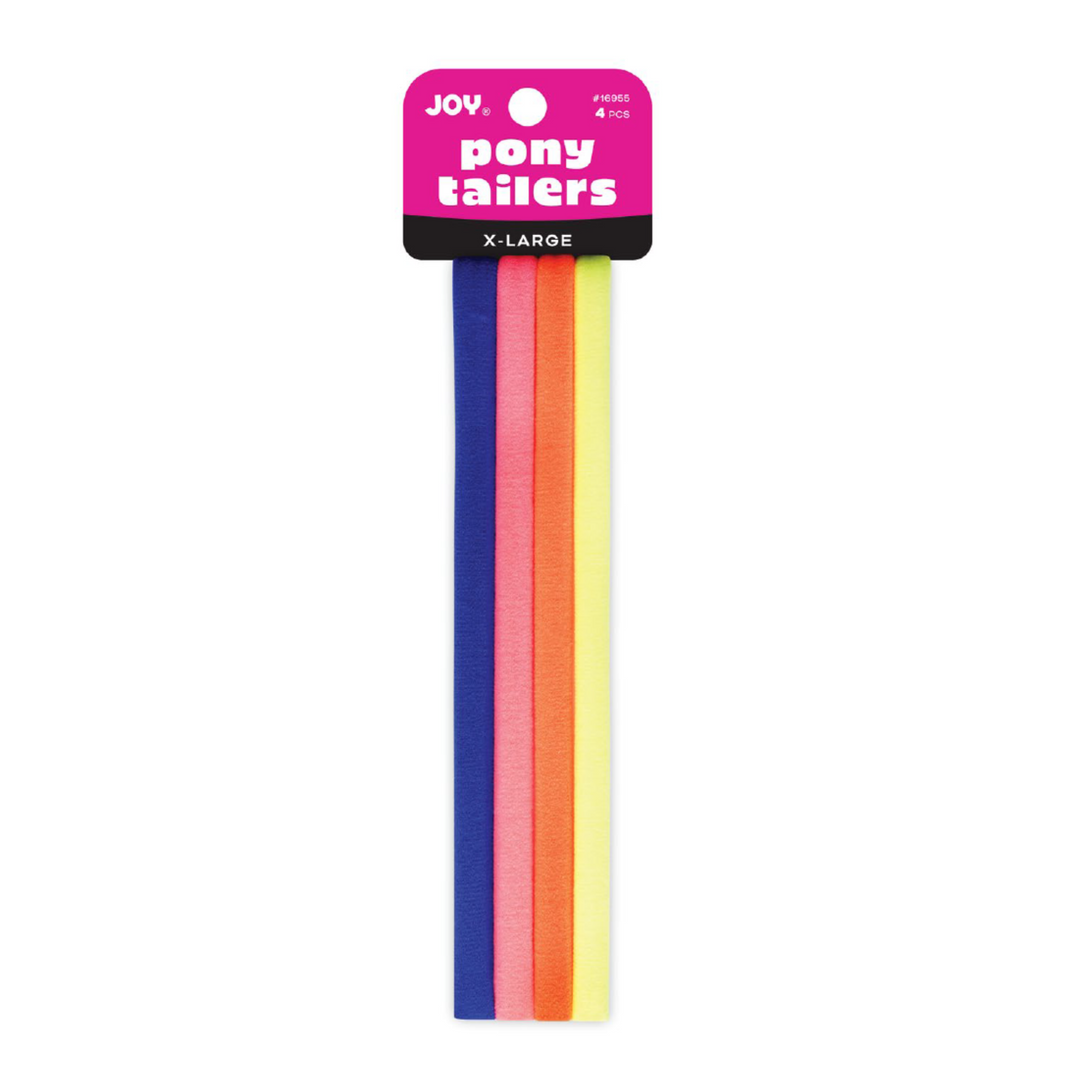 Joy Soft Ponytailers X-Large, 6 Count Gentle Kids' Hair Ties, Assorted Neon