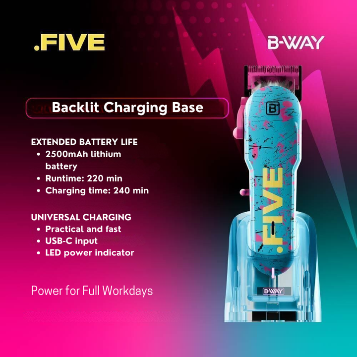 B-Way NEW Five Shorty Clipper, T-Pro Trimmer & OFF Shaver – Professional 3-in-1 Barber Set with Free Barber Cape