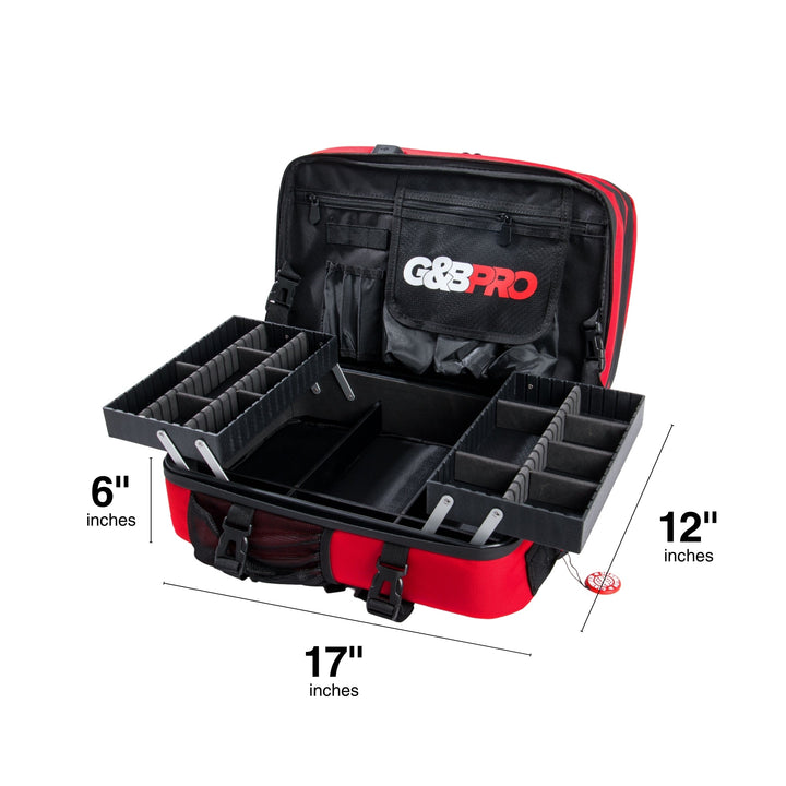 Mid Size Mobile Workstation Backpack with Extending Tray System – Fire Red