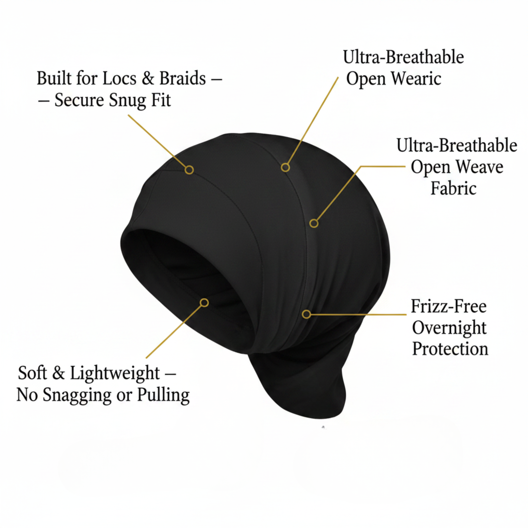 Mr. Durag Deluxe Dreadlocks And Braid Cap, 1 Count, Black
