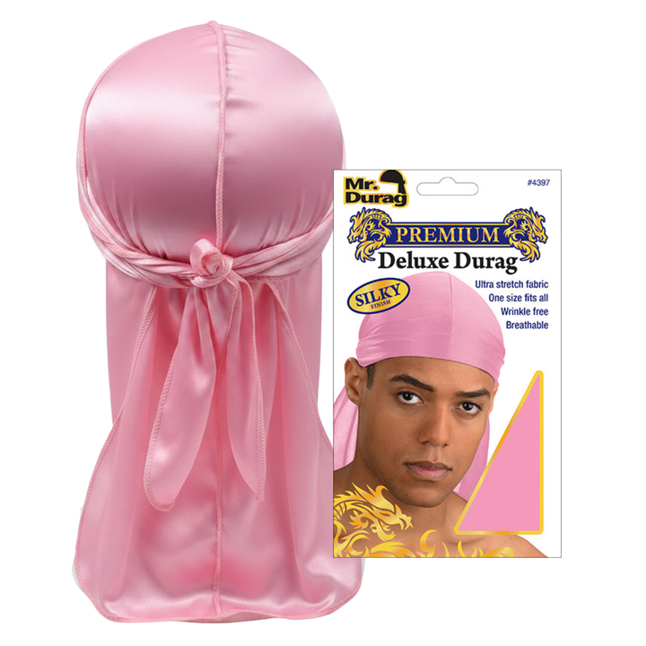 Mr. Durag Premium Deluxe Silky Durag, 1 Count, Pink