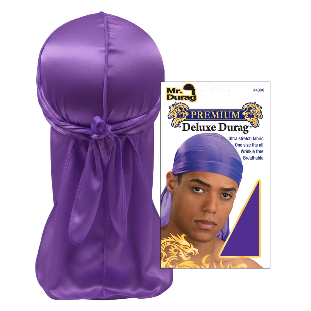 Mr. Durag Premium Deluxe Silky Durag, 1 Count, Purple
