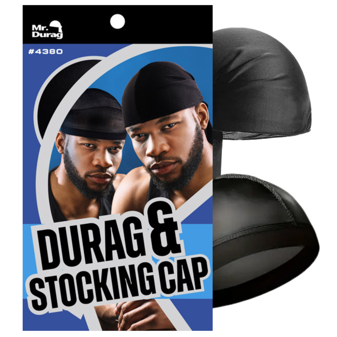 Mr. Durag Silky Durag And Stocking Cap, 2 Count, Black
