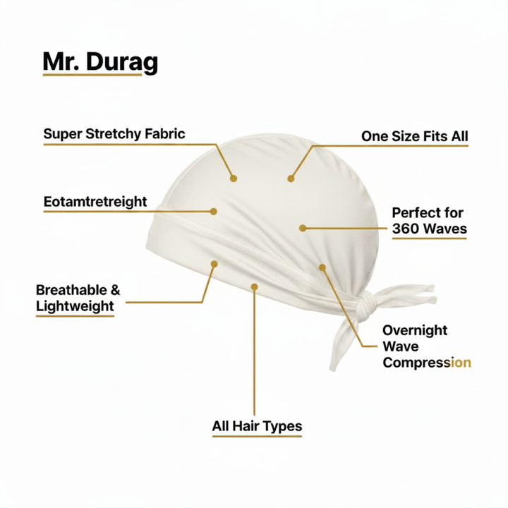 Mr. Durag Solid Durag, 1 Count, White