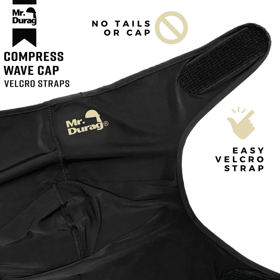 Mr. Durag Spandex Velcro Compress Wave Cap, 1 Count, Black