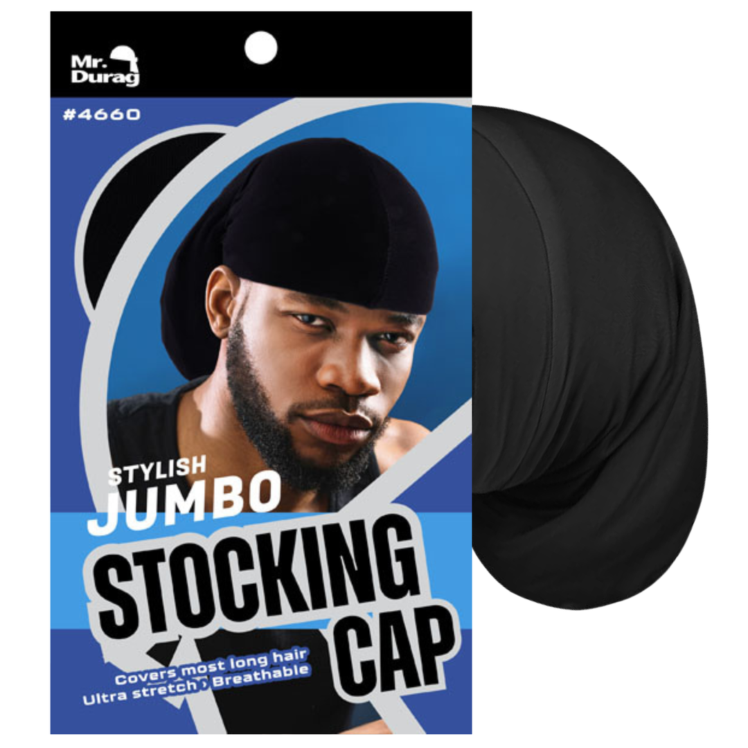 Mr. Durag Stylish Jumbo Stocking Cap, 1 Count, Black
