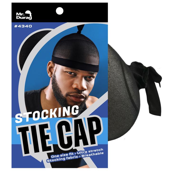 Mr. Durag Stocking Tie Cap, 1 Count, Black