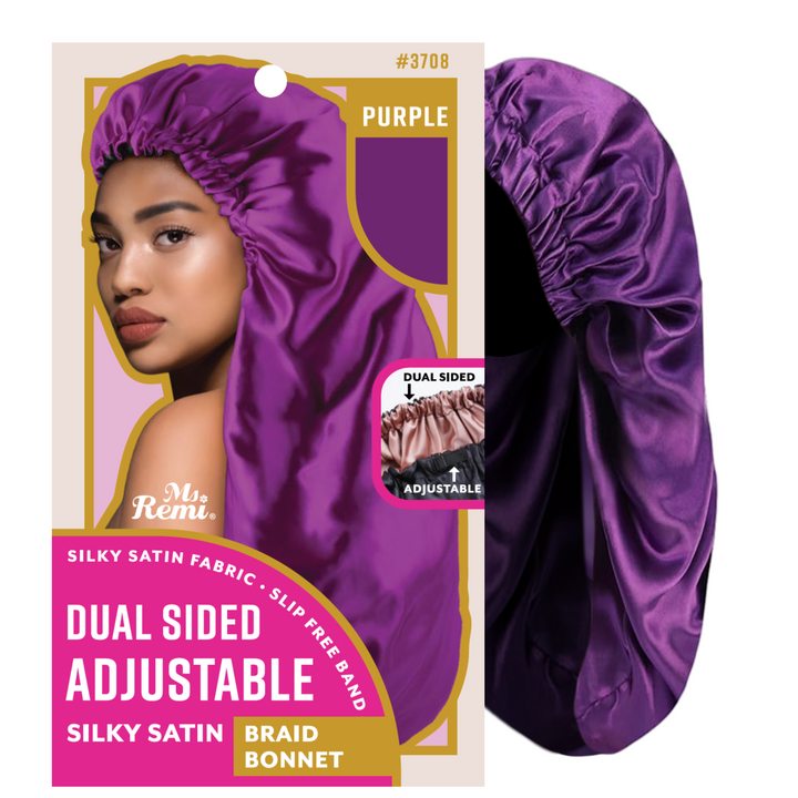 Ms. Remi Dual-Sided Adjustable Satin Braid Bonnet, 1 Count, Assorted Color