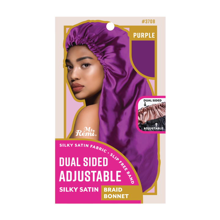 Ms. Remi Dual-Sided Adjustable Satin Braid Bonnet, 1 Count, Assorted Color