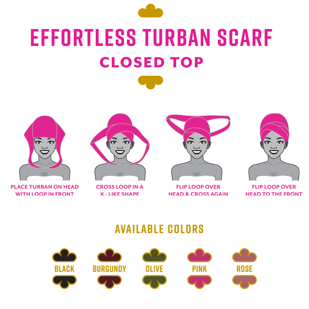 Ms. Remi Effortless Turban Scarf Close Top, 1 Count, Black