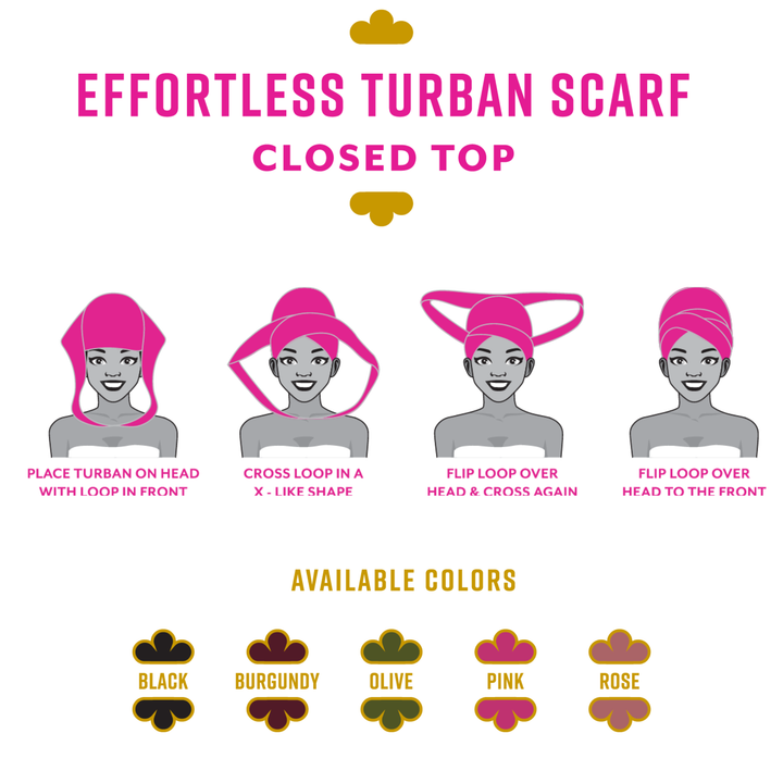 Ms. Remi Effortless Turban Scarf Close Top, 1 Count, Black