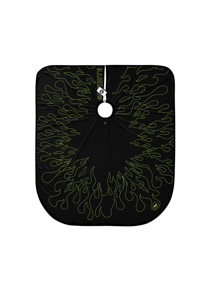Black/Volt Outline Flames PRO Cape