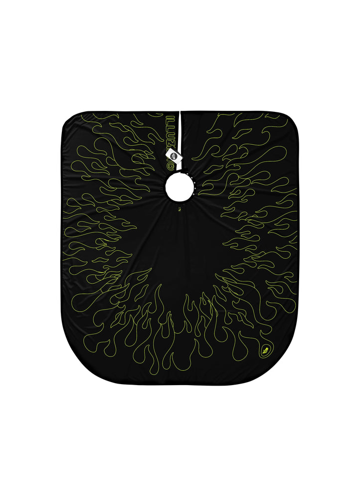 Black/Volt Outline Flames PRO Cape
