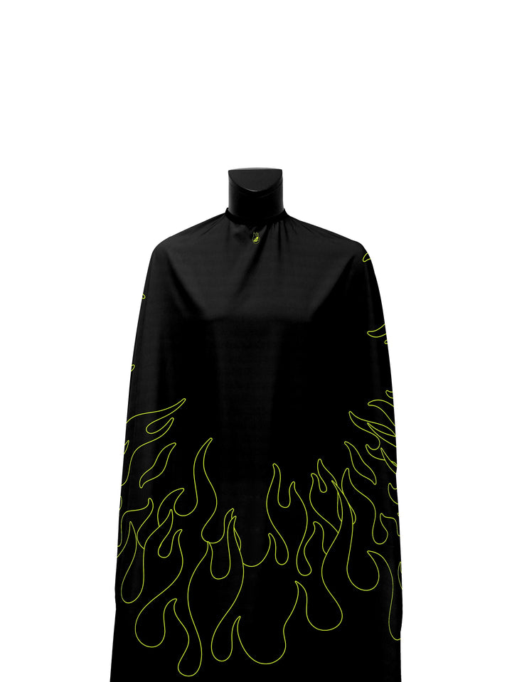 Black/Volt Outline Flames PRO Cape
