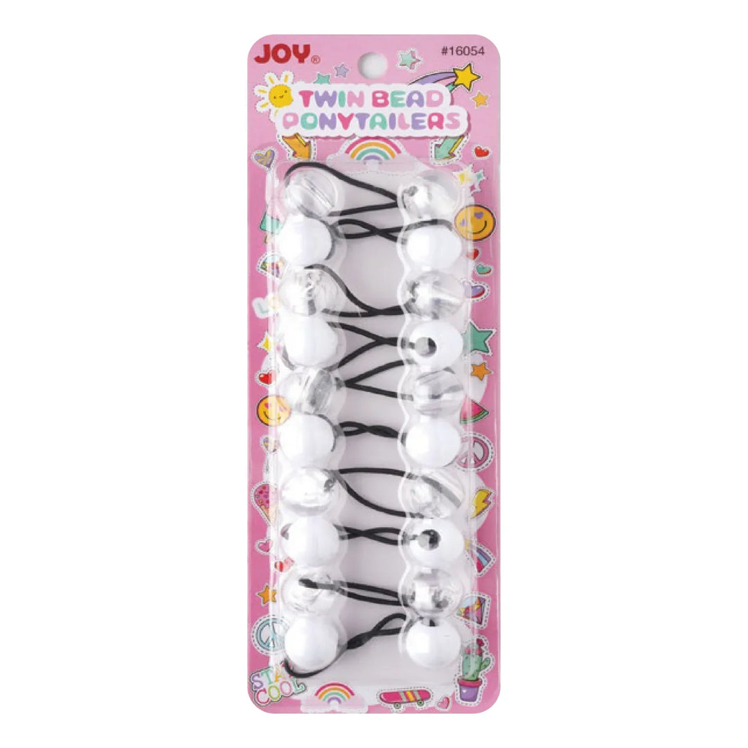 Joy Twin Beads Ponytailers 10Ct White & Clear
