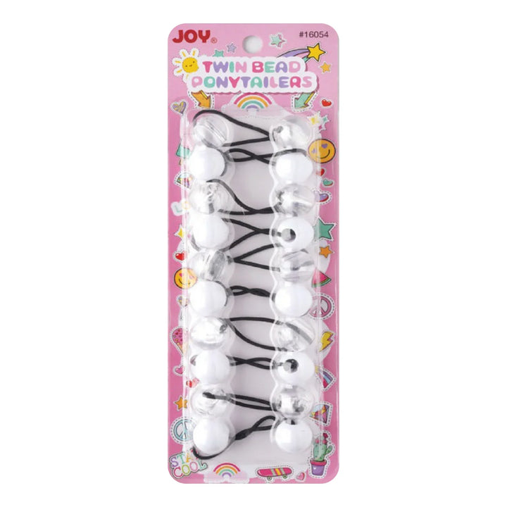 Joy Twin Beads Ponytailers 10Ct White & Clear