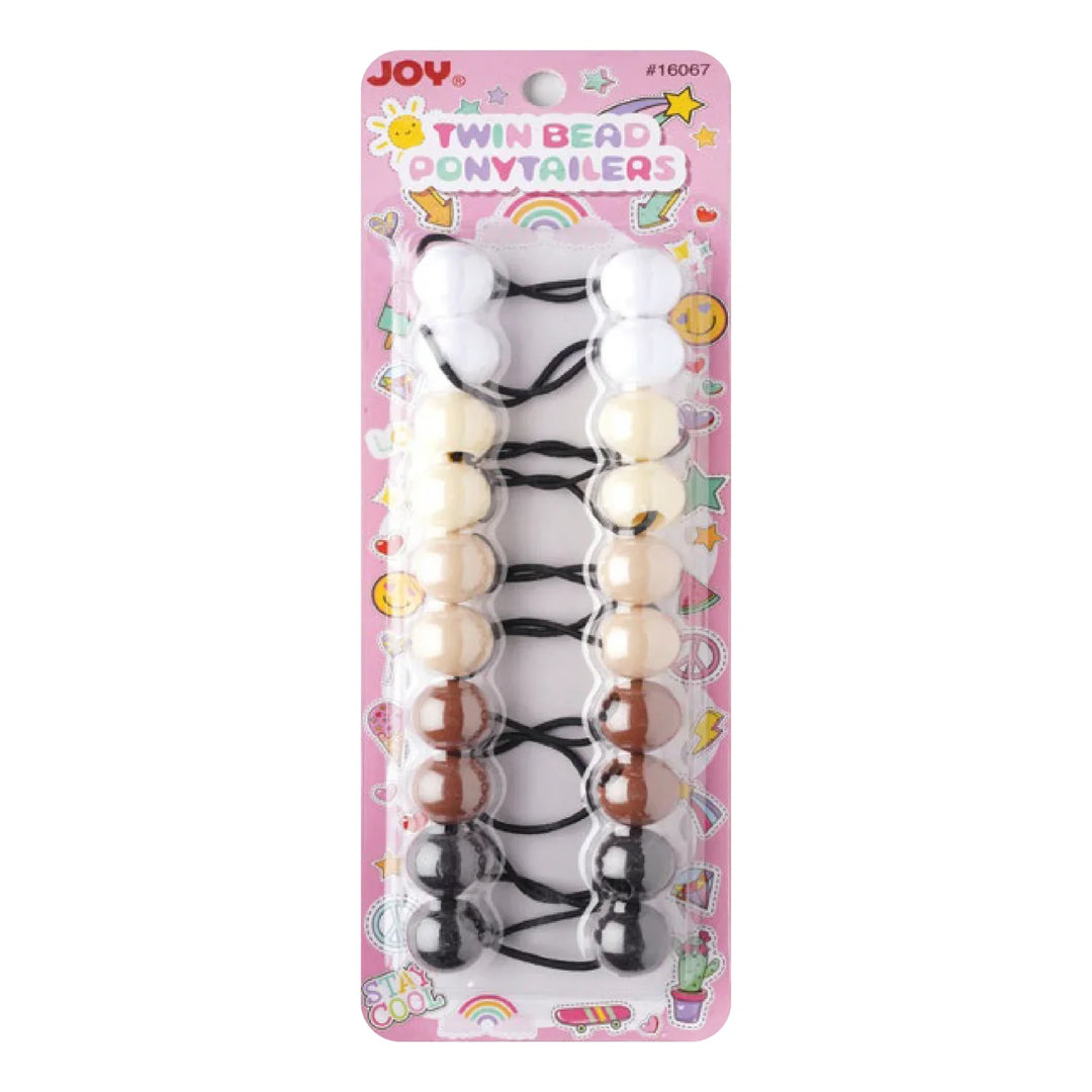 Joy Twin Beads Ponytailers 10Ct Asst Brown