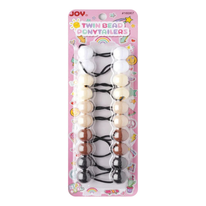 Joy Twin Beads Ponytailers 10Ct Asst Brown