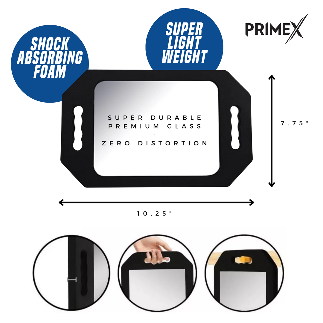 PrimeX Foam Barber Mirror Rectangle X-Large 10.75 Inch, 1 Count, Black