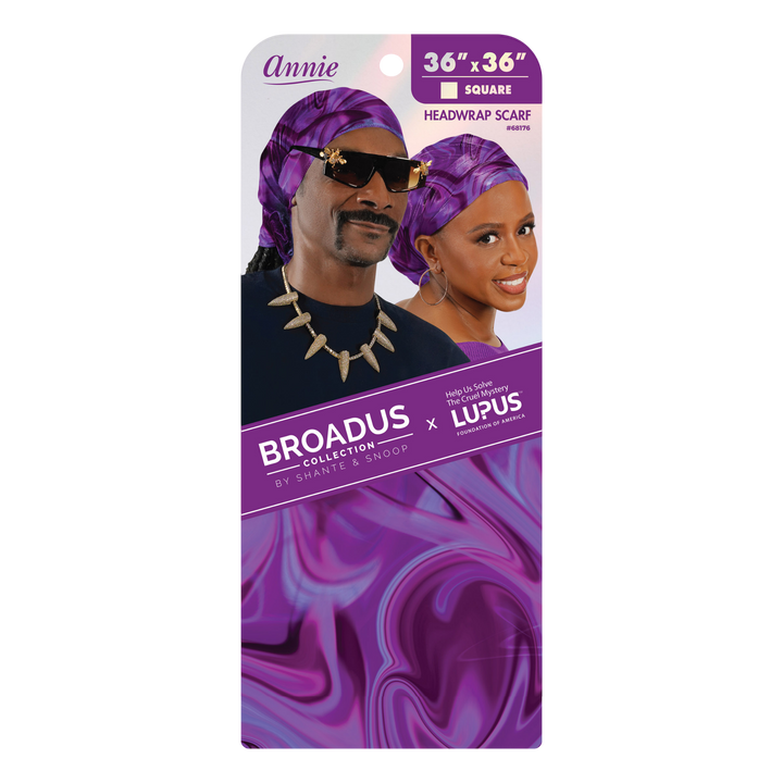 Broadus Collection Headwrap Scarf by Shante & Snoop Dogg, Purple Butterfly