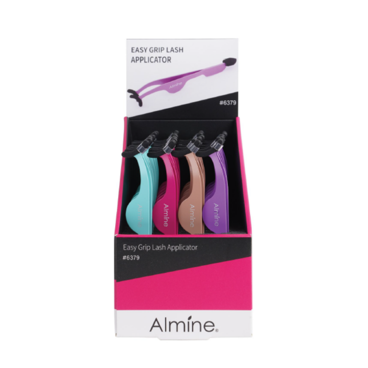 Almine Easy Grip Rubber Tip Lash Applicator Tweezer 24ct Display Set