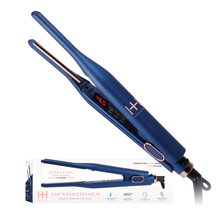Hot & Hotter Nano Titanium Digital Pencil Flat Iron 3/10 Inch, 1 Count, Blue