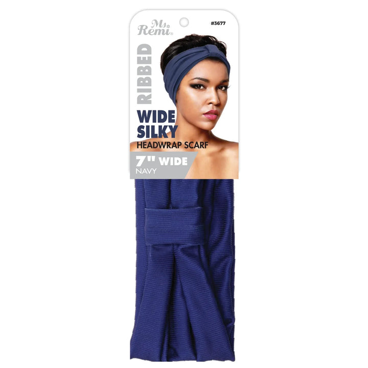 Ms. Remi Wide Silky Headwrap Scarf Ribbed, 1 Count, Assorted Colors