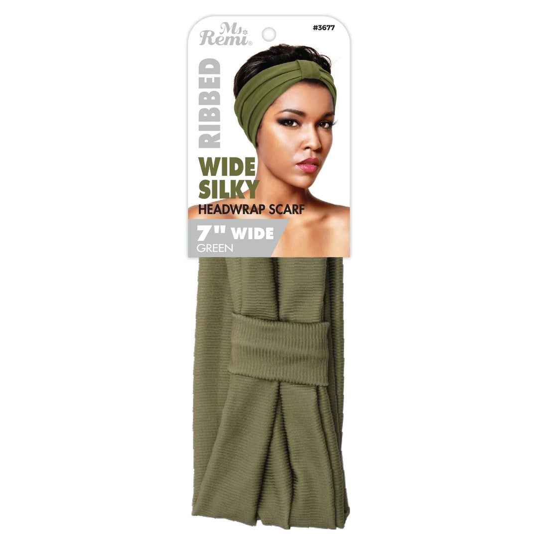 Ms. Remi Wide Silky Headwrap Scarf Ribbed, 1 Count, Assorted Colors