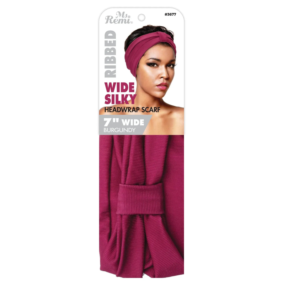 Ms. Remi Wide Silky Headwrap Scarf Ribbed, 1 Count, Assorted Colors
