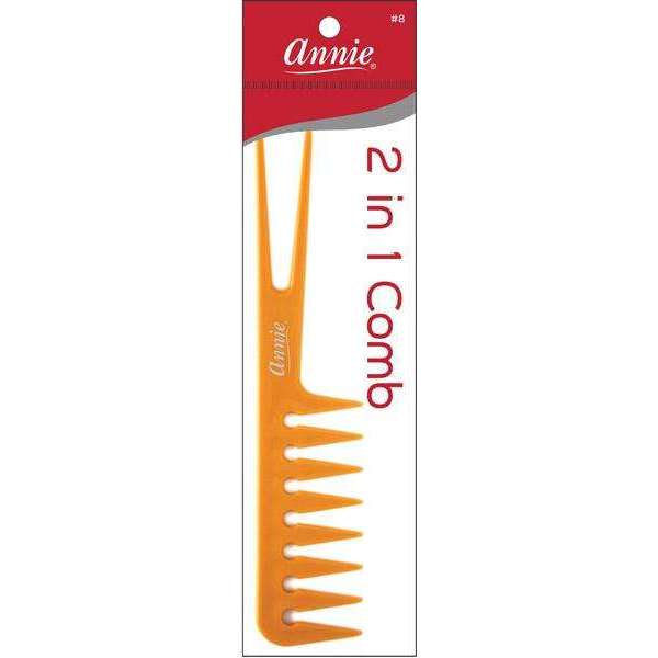 Annie 2 In 1 Comb Fine & Wide Teeth, 1 Count, Orange