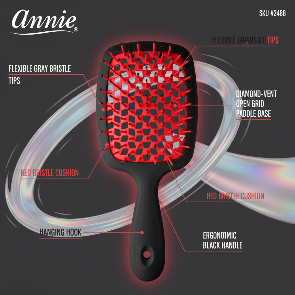 Annie Wet & Dry Detangler Brush, 1 Count, Assorted Black