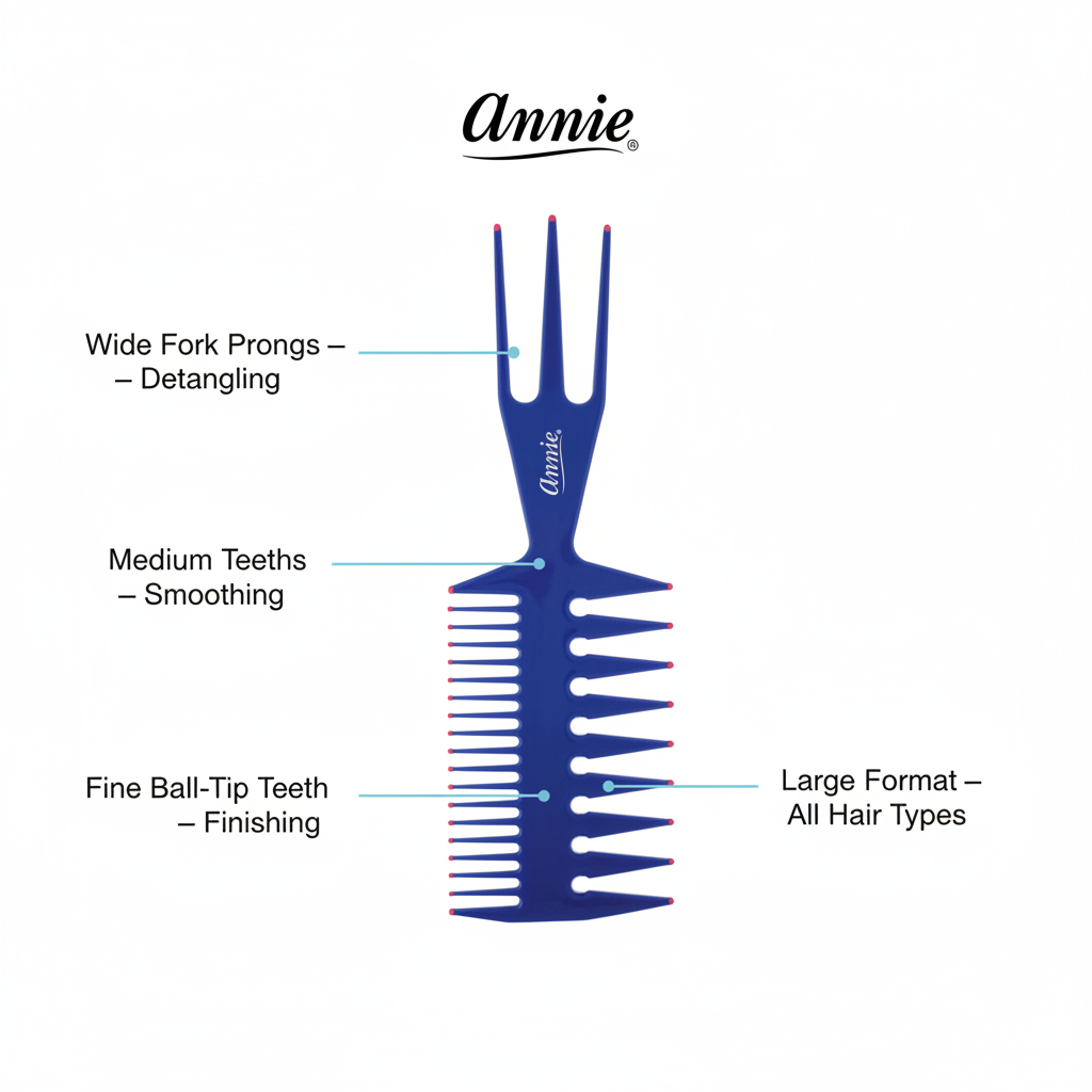 Annie 3-In-1 Comb Large, 1 Count, Assorted Color