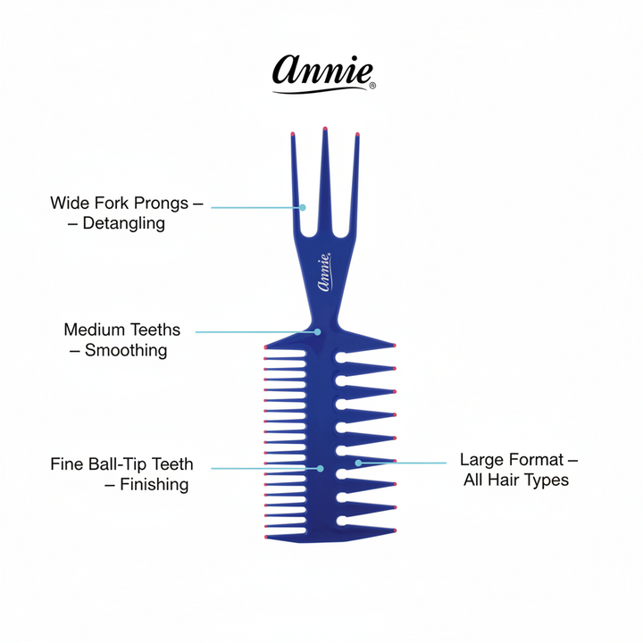 Annie 3-In-1 Comb Large, 1 Count, Assorted Color