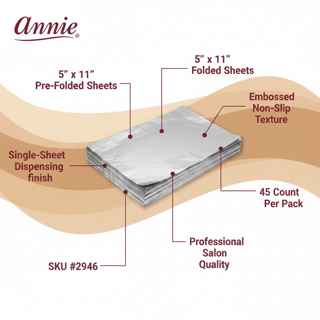 Annie Aluminum Hair Coloring Salon Foil Sheets, 45 Count, Silver