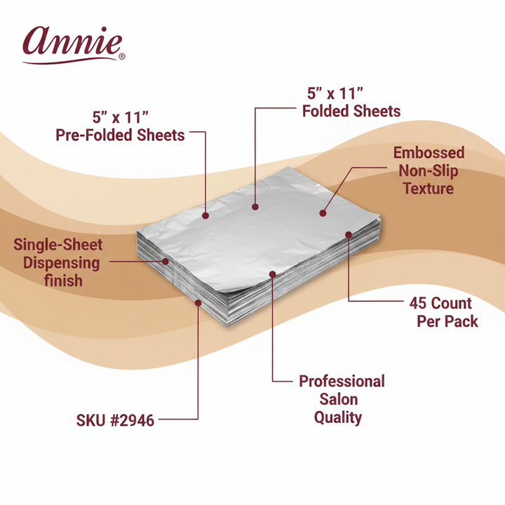 Annie Aluminum Hair Coloring Salon Foil Sheets, 45 Count, Silver