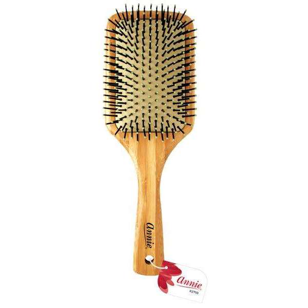 Annie Bamboo Cushion Paddle Brush Nylon Bristle, 1 Count, Wood