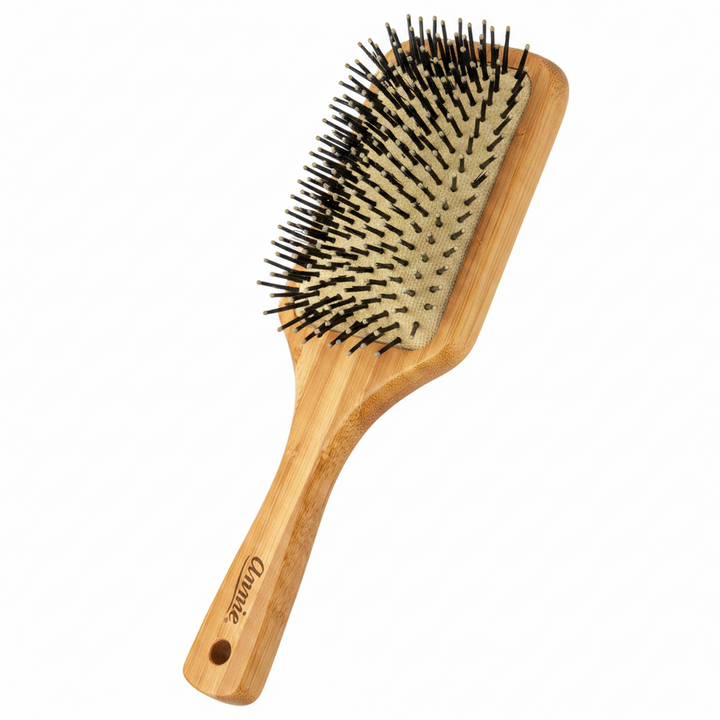 Annie Bamboo Cushion Paddle Brush Nylon Bristle, 1 Count, Wood