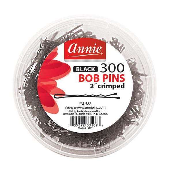 Annie Bob Pins Crimped 2 Inch, 300 Count, Black