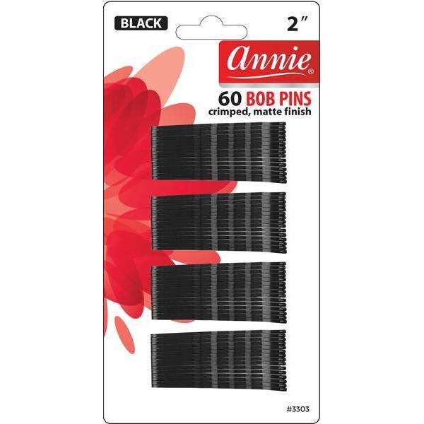 Annie Bob Pins Crimped 2 Inch, 60 Count, Black