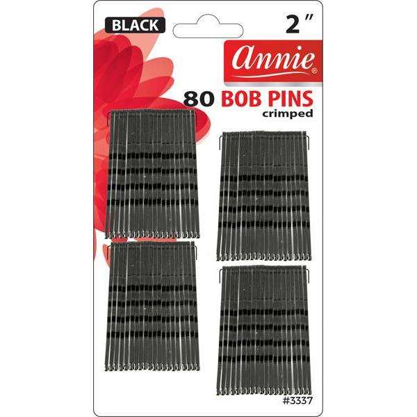 Annie Bob Pins Crimped 2", 80 Count, Black