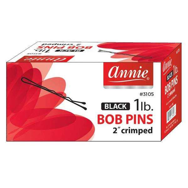 Annie Bob Pins Crimped 2 Inch, 1lb Box, Black