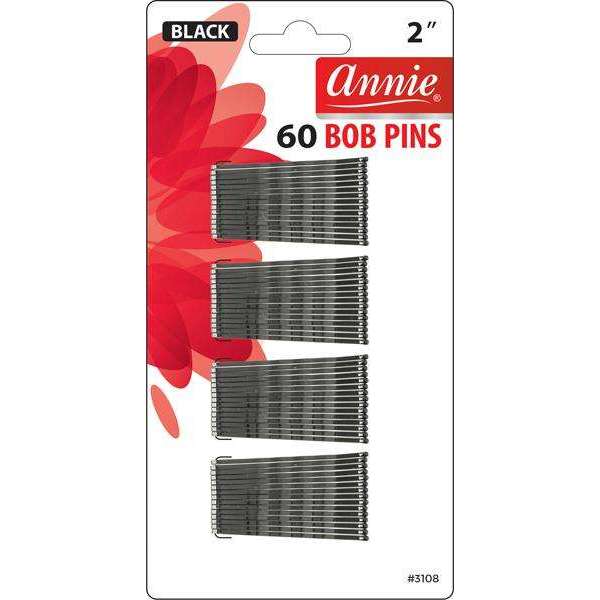 Annie Bob Pins Crimped 2 Inch, 60 Count, Black