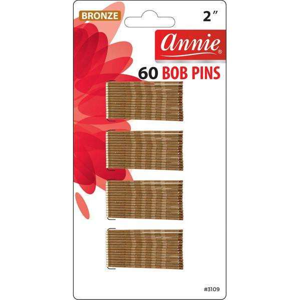 Annie Bob Pins Crimped 2 Inch, 60 Count, Bronze