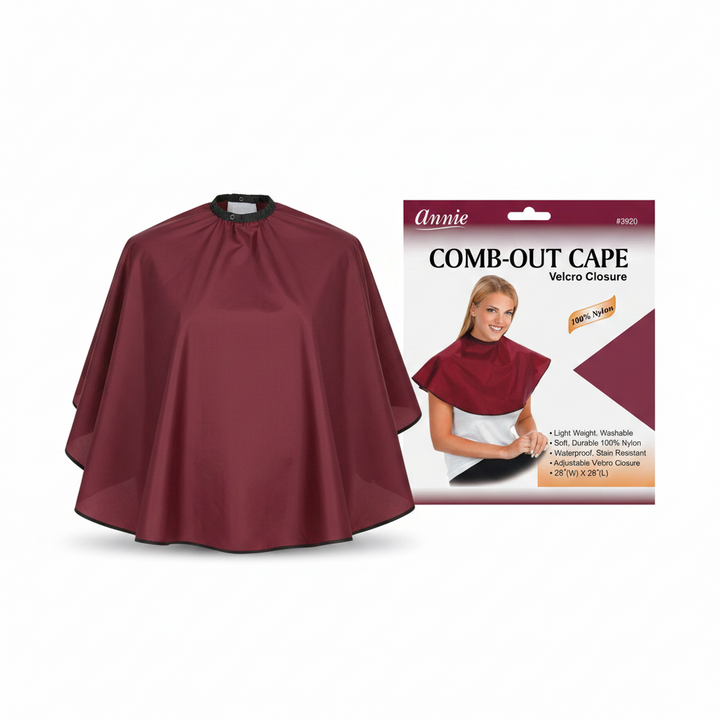 Annie Comb-Out Cape Velcro Closure, 1 Count, Burgundy