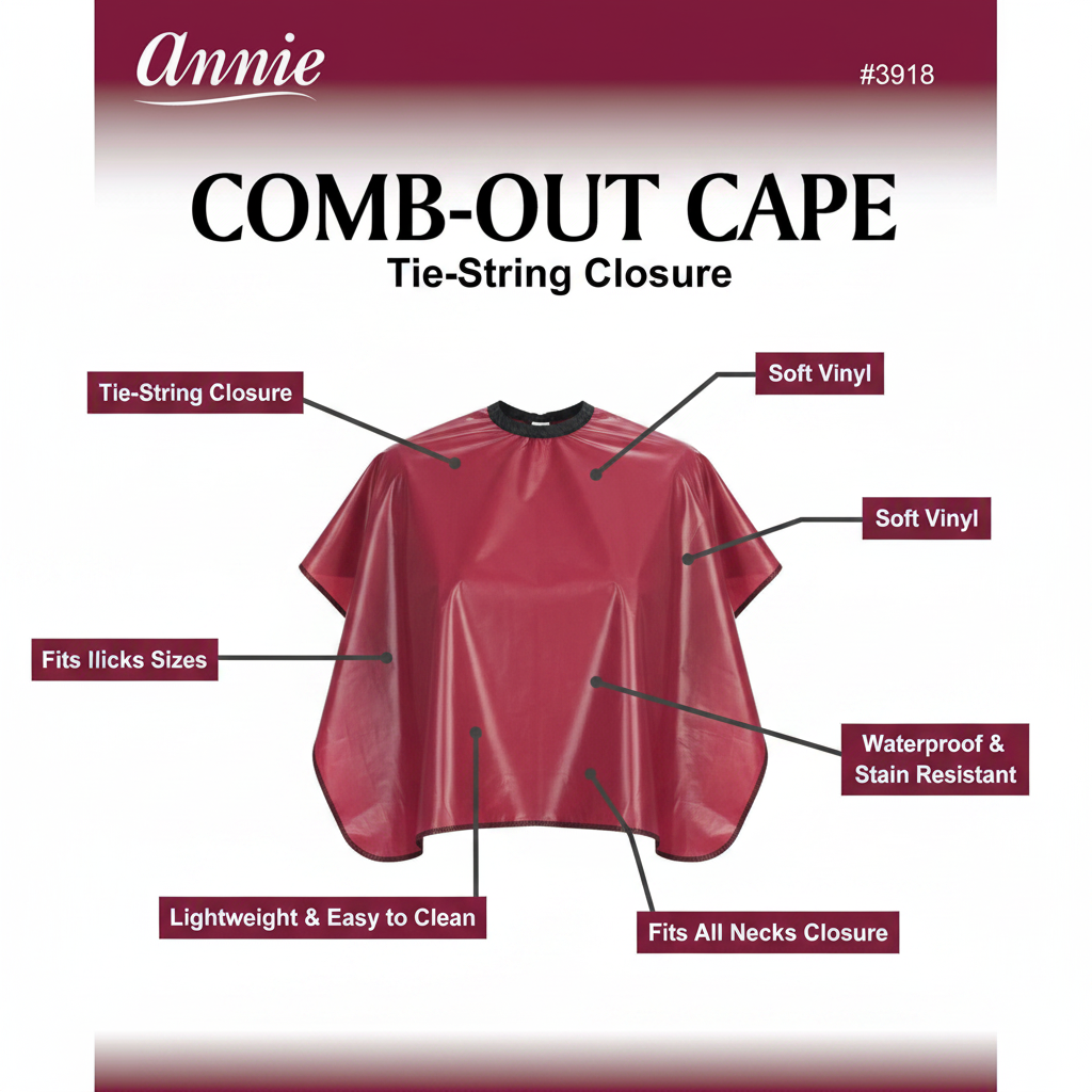 Annie Comb-Out Cape Tie String Closure, 1 Count, Burgundy