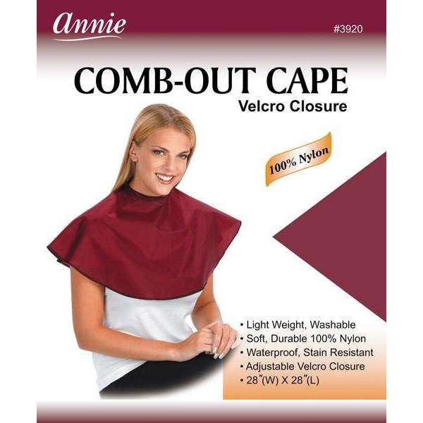 Annie Comb-Out Cape Velcro Closure, 1 Count, Burgundy