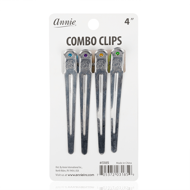 Annie Grip Control Hair Clips 4 Inch, 4 Count, Assorted Color