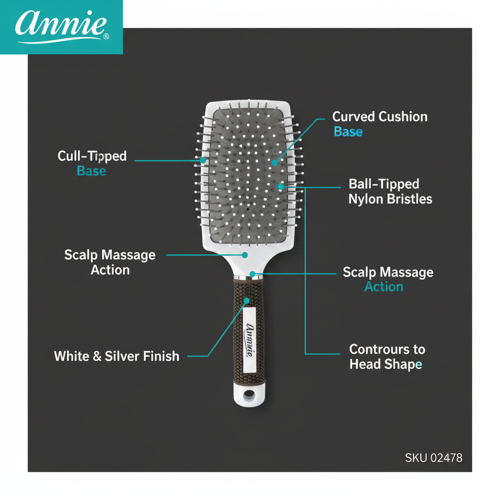 Annie Curved Cushion Brush, 1 Count, Silver