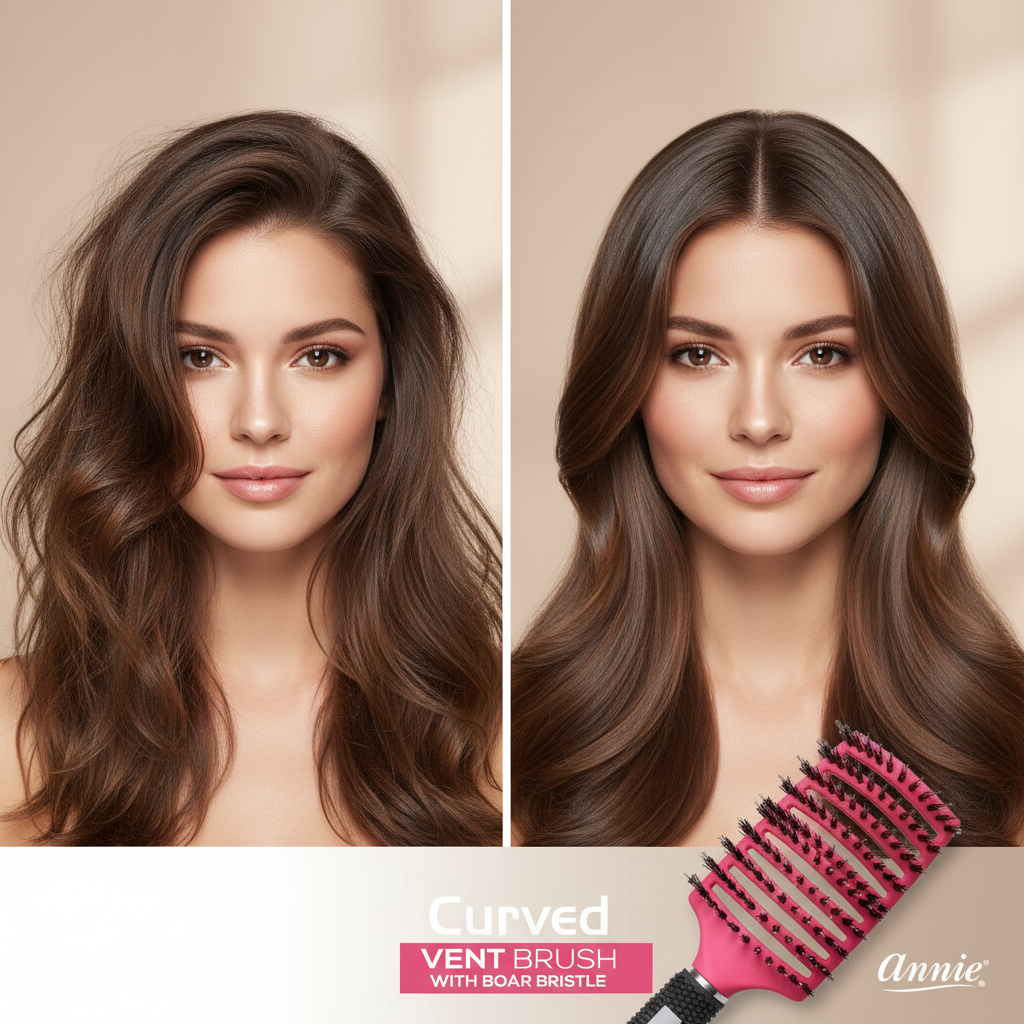 Annie Curved Vent Brush with 100% Boar Bristles