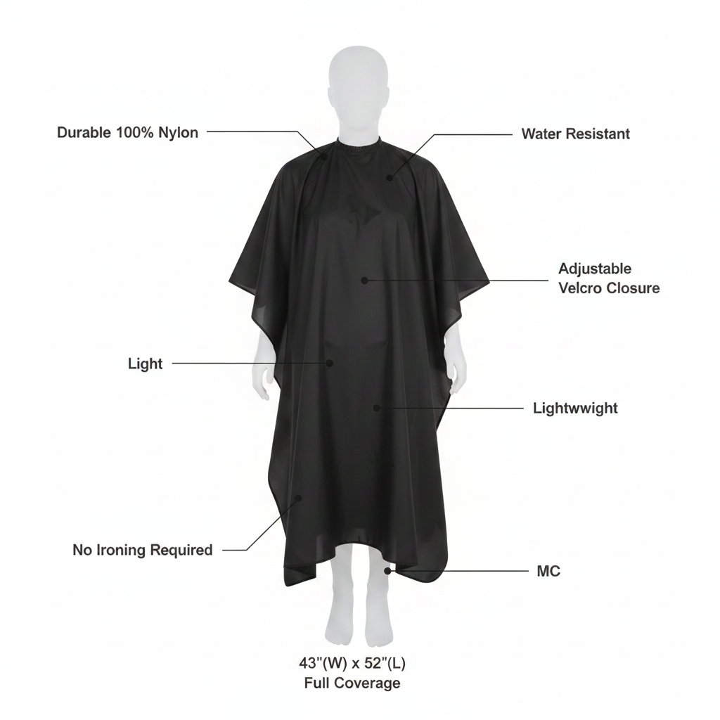 Annie Cutting Cape Velcro Closure, 1 Count, Black